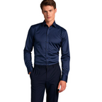 Men Stretch Dress Shirt Slim Fit Button Up Wrinkle Free
