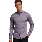 Men Stretch Dress Shirt Slim Fit Button Up Wrinkle Free