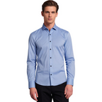 Men Stretch Dress Shirt Slim Fit Button Up Wrinkle Free
