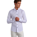 Men Stretch Dress Shirt Slim Fit Button Up Wrinkle Free