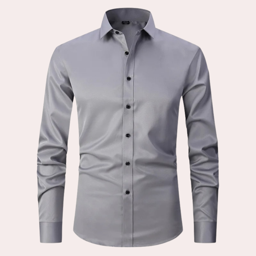 Men Stretch Dress Shirt Slim Fit Button Up Wrinkle Free