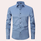 Men Stretch Dress Shirt Slim Fit Button Up Wrinkle Free