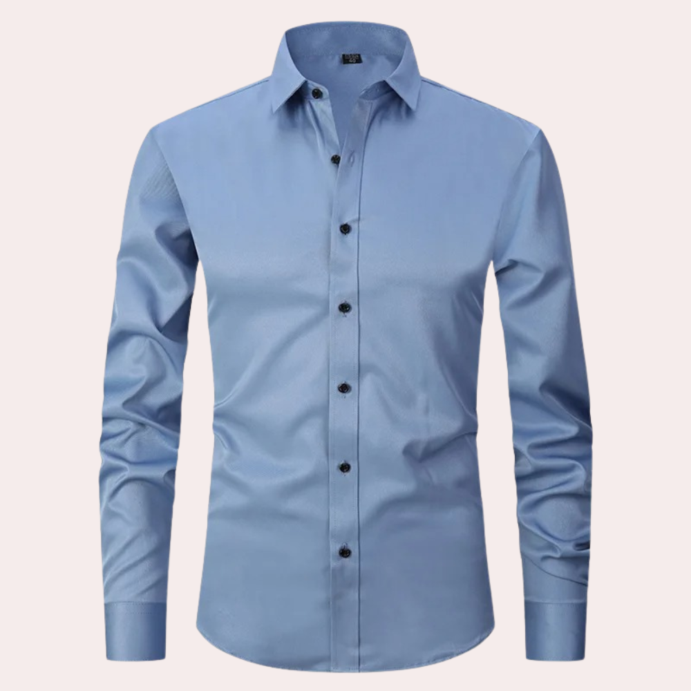 Men Stretch Dress Shirt Slim Fit Button Up Wrinkle Free