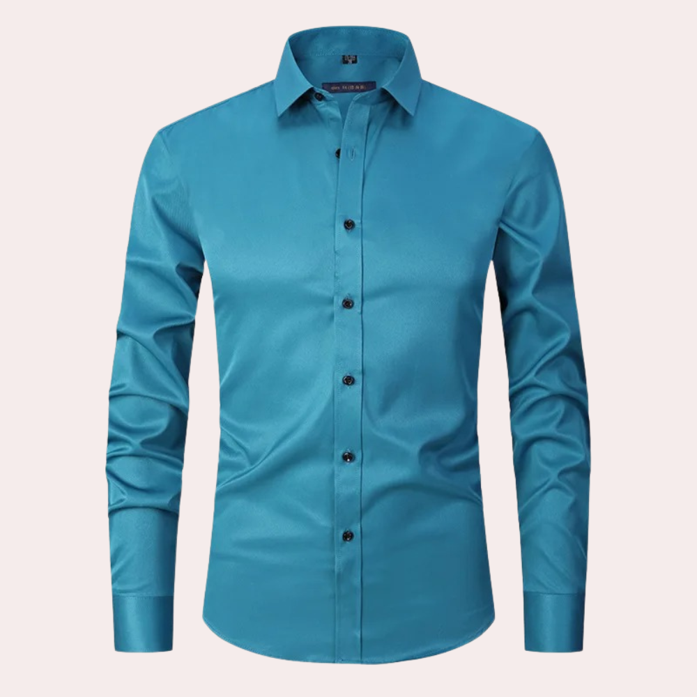 Men Stretch Dress Shirt Slim Fit Button Up Wrinkle Free