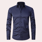 Men Stretch Dress Shirt Slim Fit Button Up Wrinkle Free