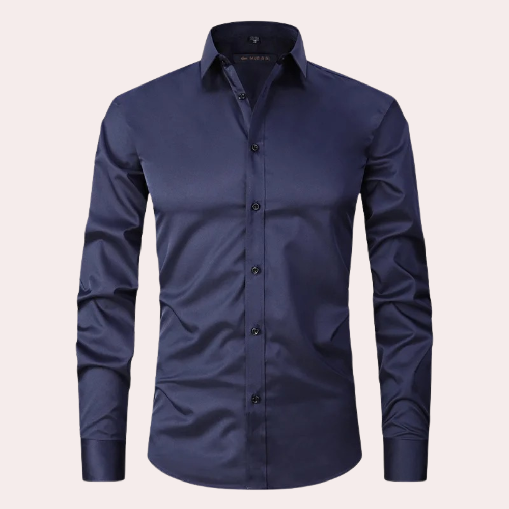 Men Stretch Dress Shirt Slim Fit Button Up Wrinkle Free