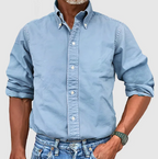 Men denim button up shirt long sleeve in multiple colors
