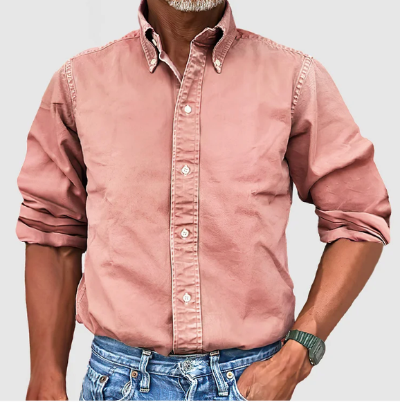 Men denim button up shirt long sleeve in multiple colors