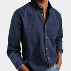 Men denim button up shirt long sleeve regular fit