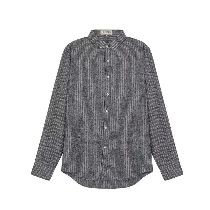 Men Long Sleeve Button Up Shirt Striped
