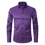 Men stretch Oxford button-up shirt wrinkle free, available in multiple colours