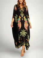 Anouk | Tropical Print Dress | Drop Shoulder, Coconut Tree | Loose Fit