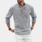 Cora | Men's Long Sleeve Casual Shirt | Y-Neck, Roll-Up Sleeves