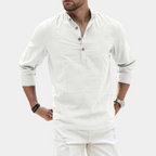 Cora | Men's Long Sleeve Casual Shirt | Y-Neck, Roll-Up Sleeves