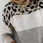 Solveig | Women's Color Block Leopard Knit Sweater | Soft, Casual