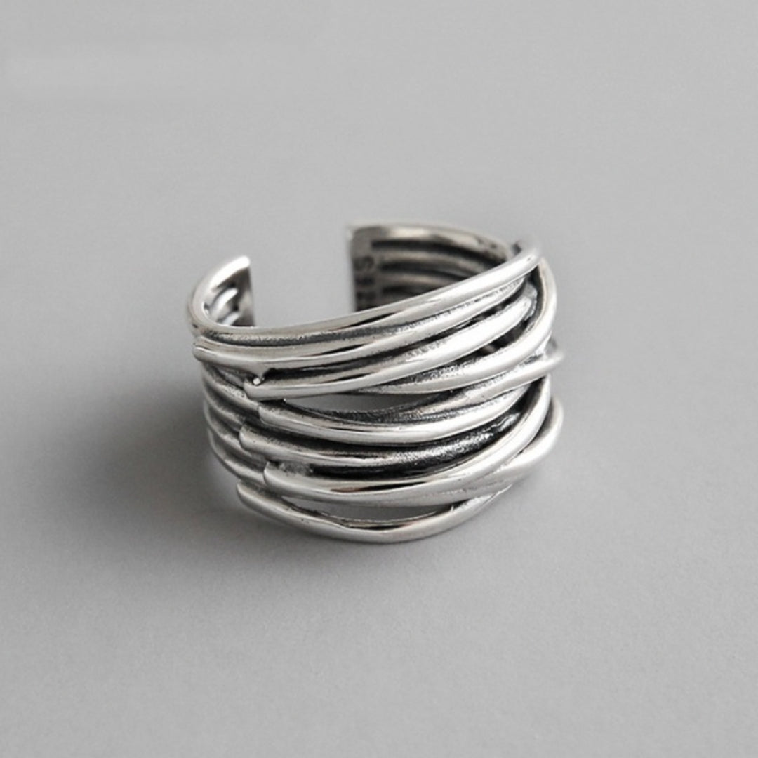 Iris | Adjustable Layered Ring | Silver, Stackable | Women's Jewelry