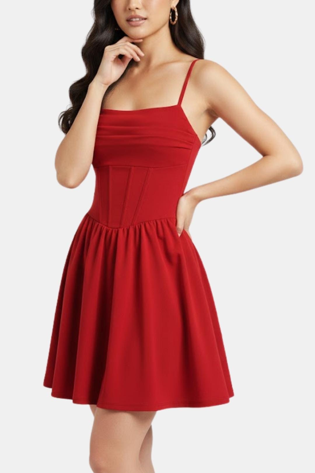 Mini Dress Women Y2K Ruched Corset Spaghetti Strap Fitted Bodycon