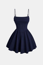 Mini Dress Women Y2K Ruched Corset Spaghetti Strap Fitted Bodycon