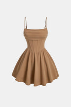 Mini Dress Women Y2K Ruched Corset Spaghetti Strap Fitted Bodycon
