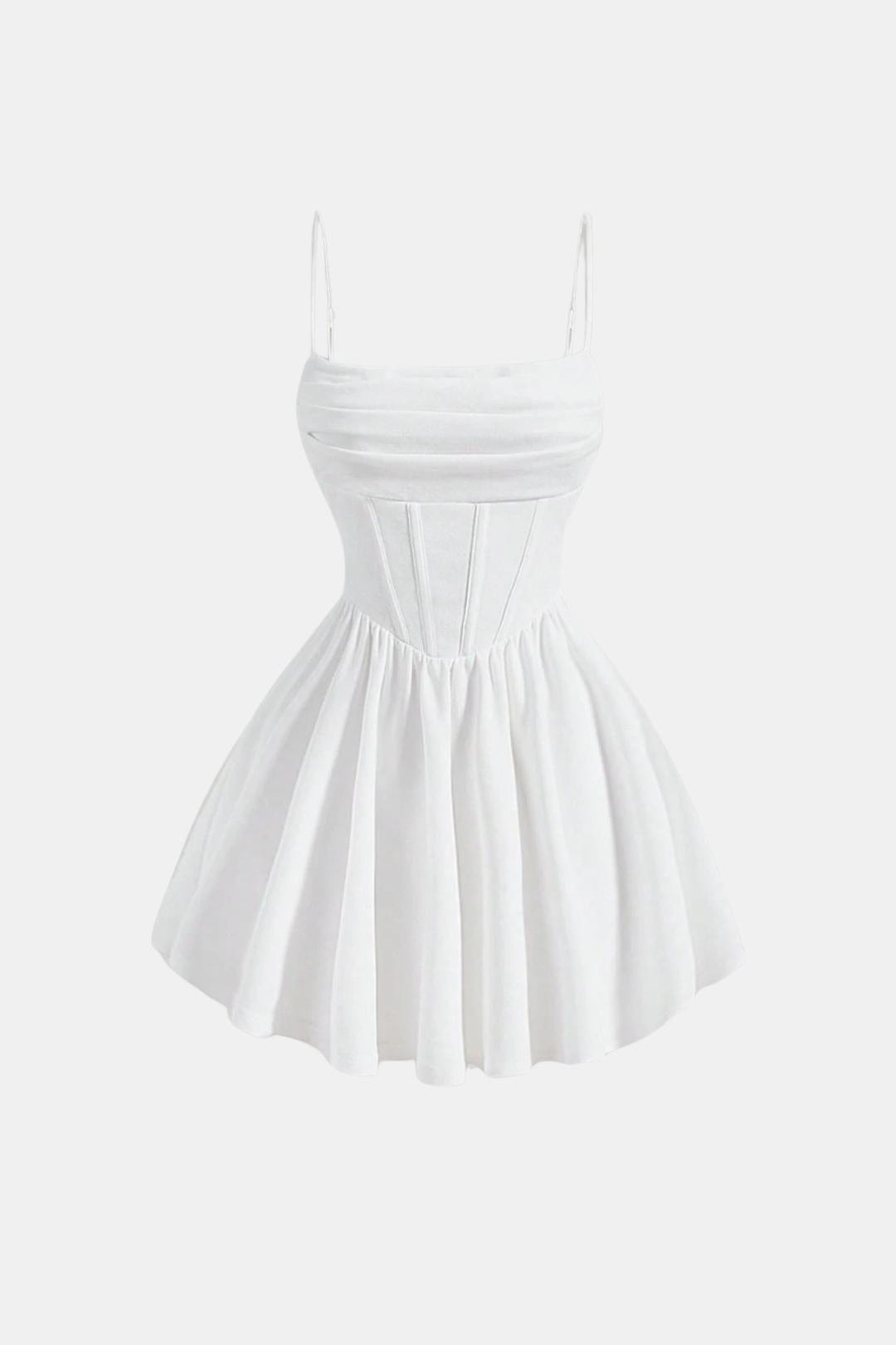 Mini Dress Women Y2K Ruched Corset Spaghetti Strap Fitted Bodycon
