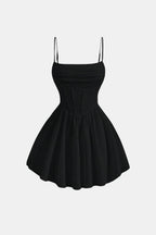 Mini Dress Women Y2K Ruched Corset Spaghetti Strap Fitted Bodycon