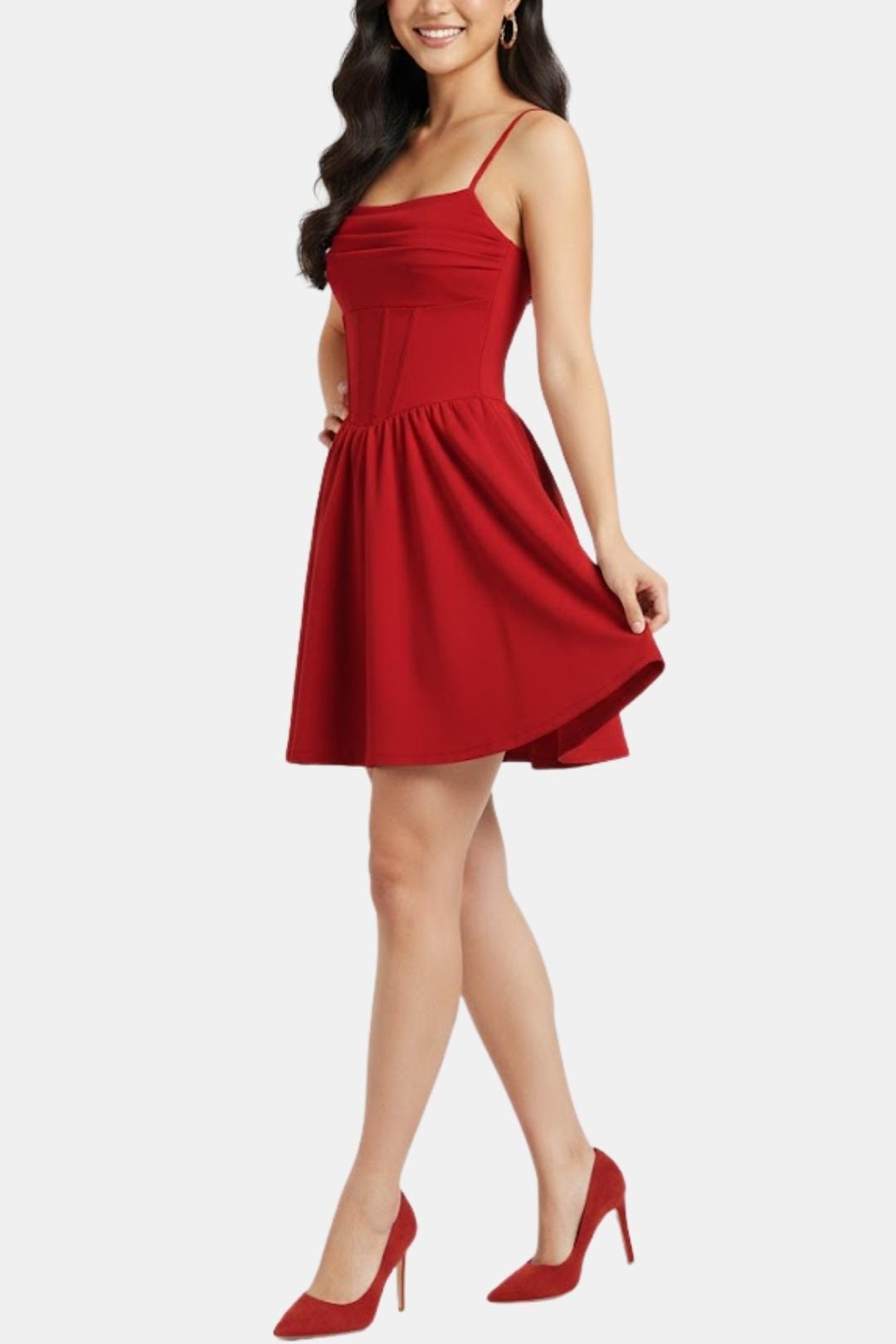 Mini Dress Women Y2K Ruched Corset Spaghetti Strap Fitted Bodycon
