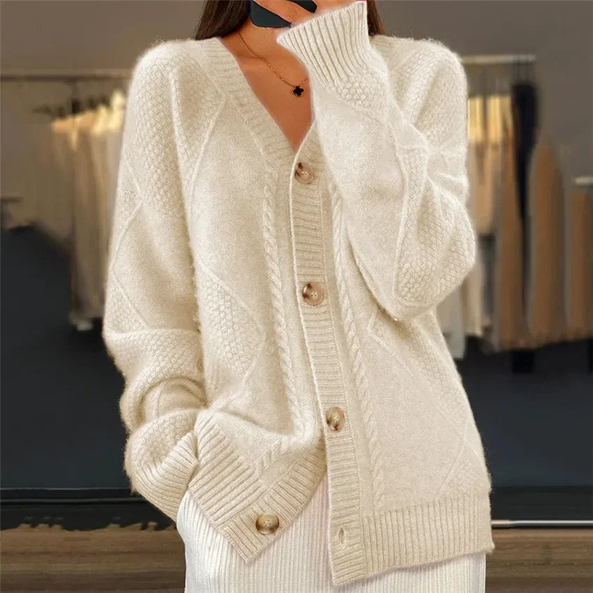 Selene | Women's Cashmere Cardigan | Button-Front, Long Sleeve