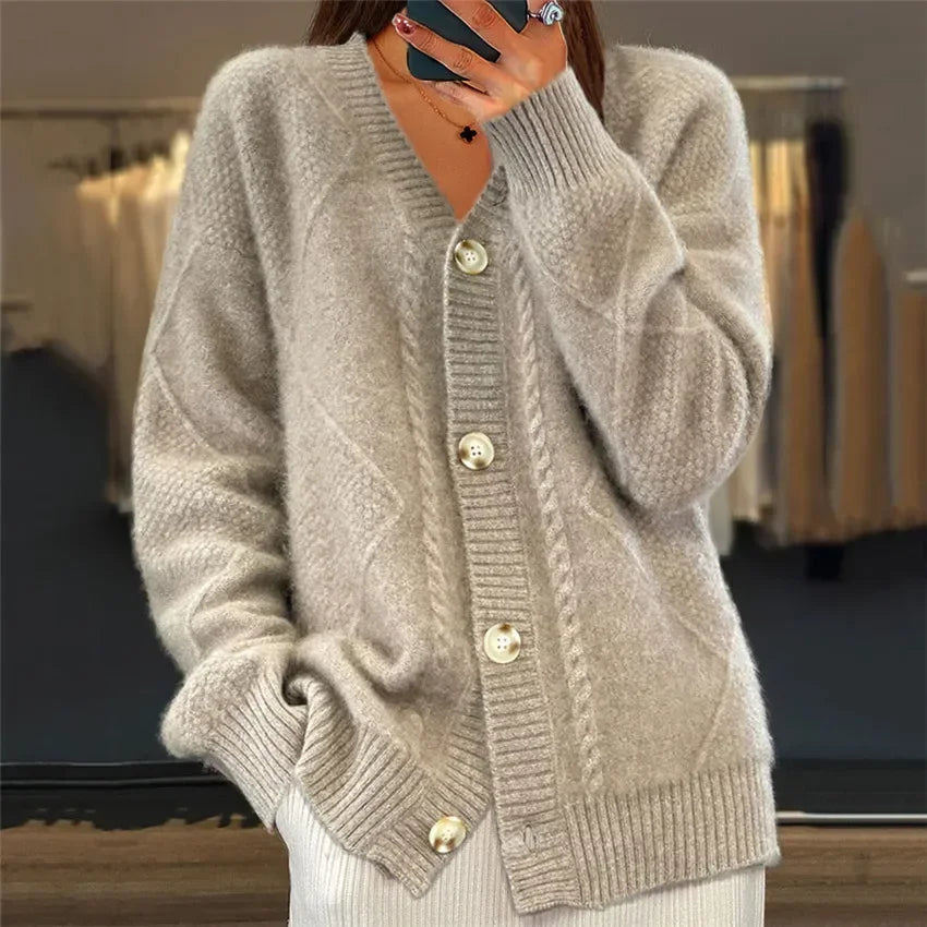 Selene | Women's Cashmere Cardigan | Button-Front, Long Sleeve