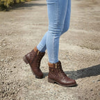 Zinnia | Women's Ankle Boots | Leather, Side Zipper, Block Heel