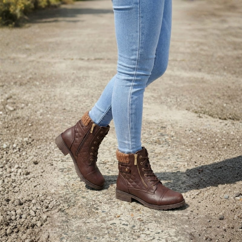 Zinnia | Women's Ankle Boots | Leather, Side Zipper, Block Heel