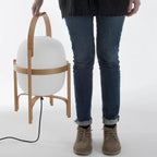 Delphine | Lantern Table Lamp | Portable, Glass Shade | Wood & Walnut