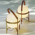 Delphine | Lantern Table Lamp | Portable, Glass Shade | Wood & Walnut