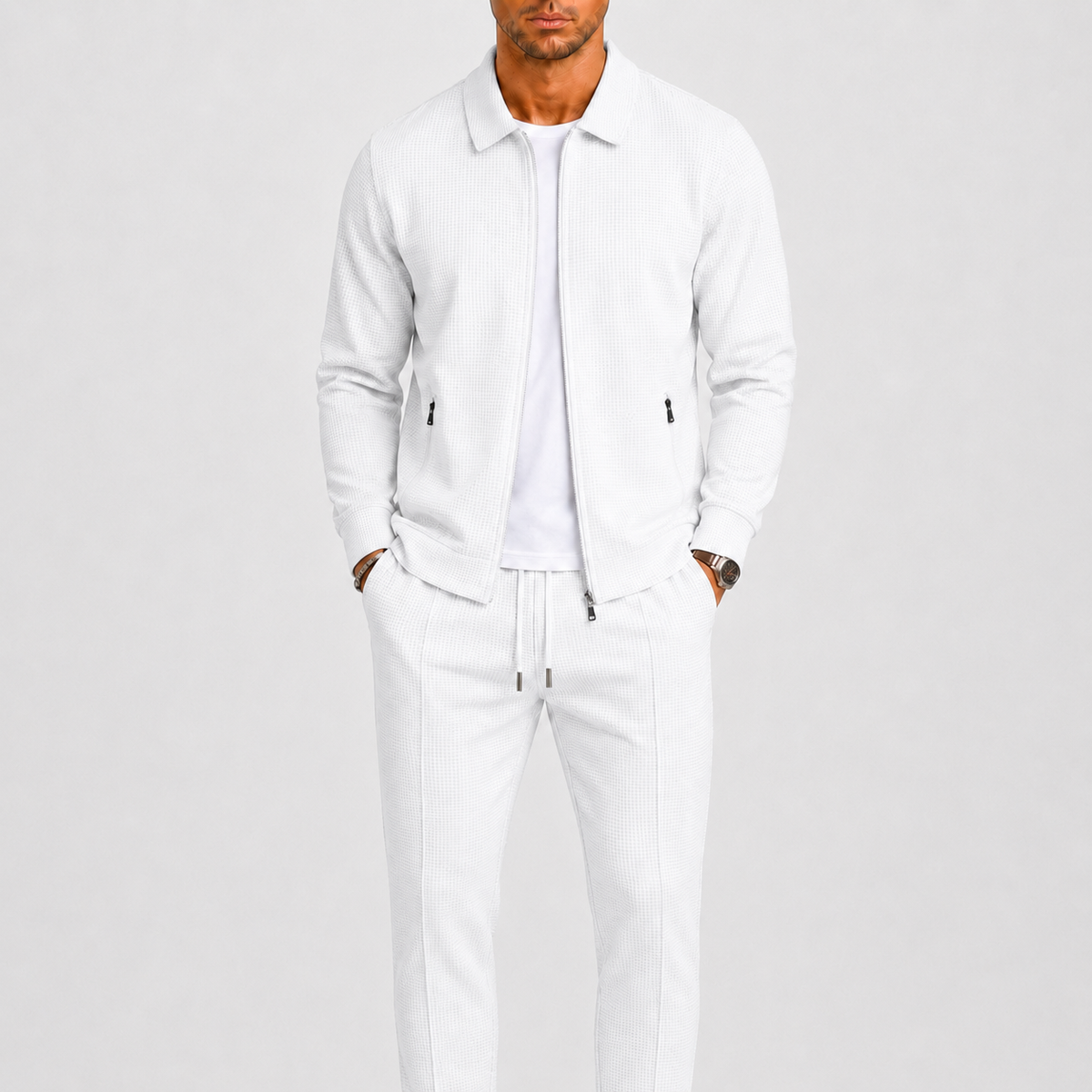 Men's Comfortable Lounge Set | Zip Jacket, Modern Fit