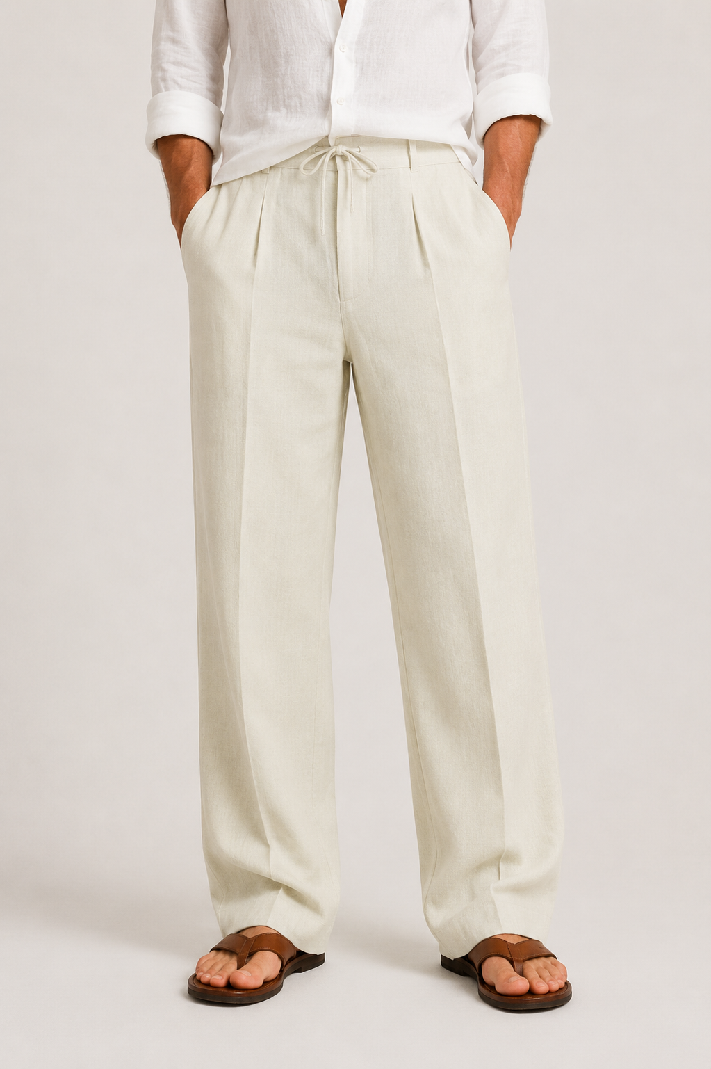 Luna | Men's Linen Trousers | Drawstring, Relaxed Fit | Summer