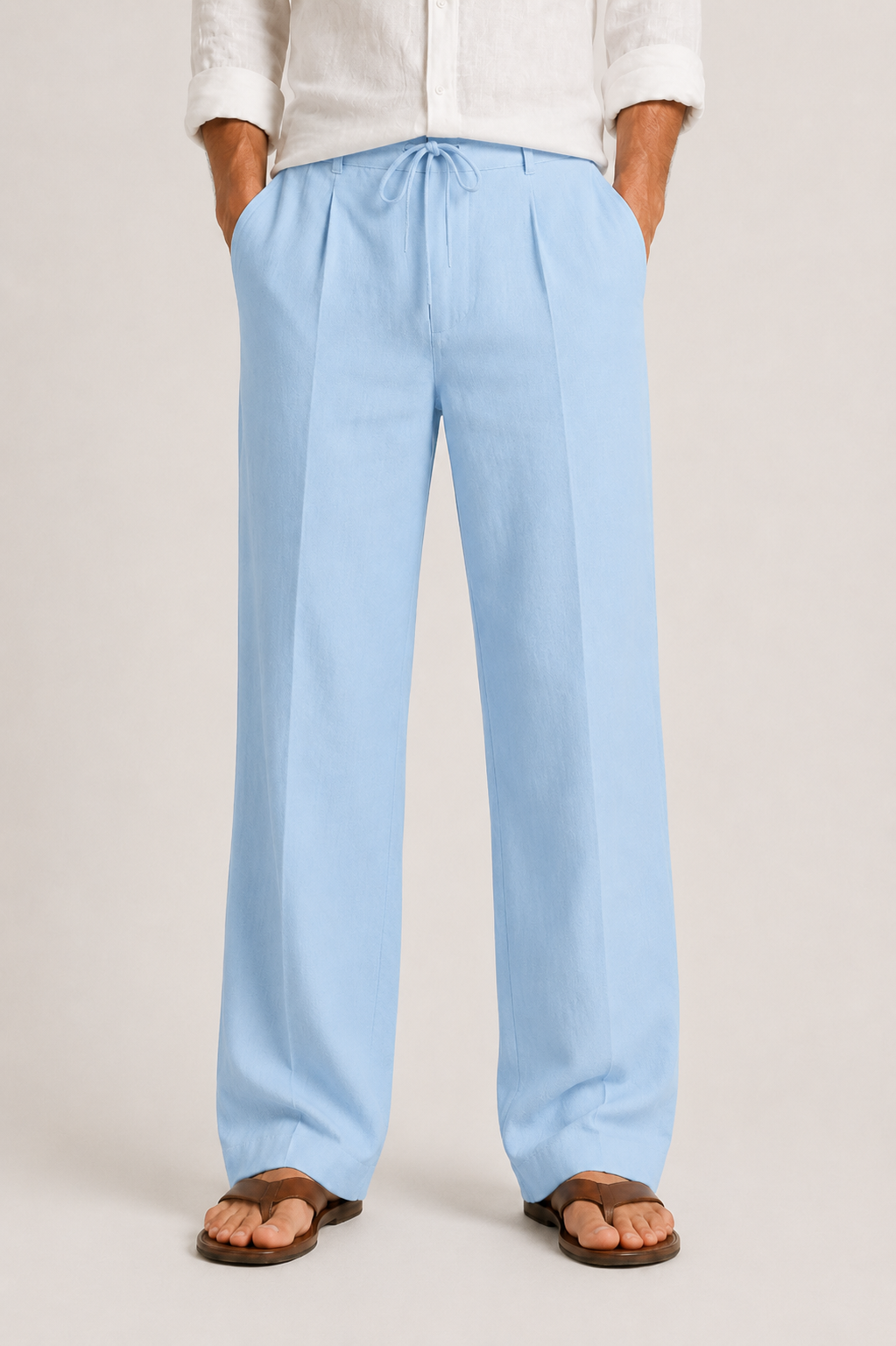 Luna | Men's Linen Trousers | Drawstring, Relaxed Fit | Summer