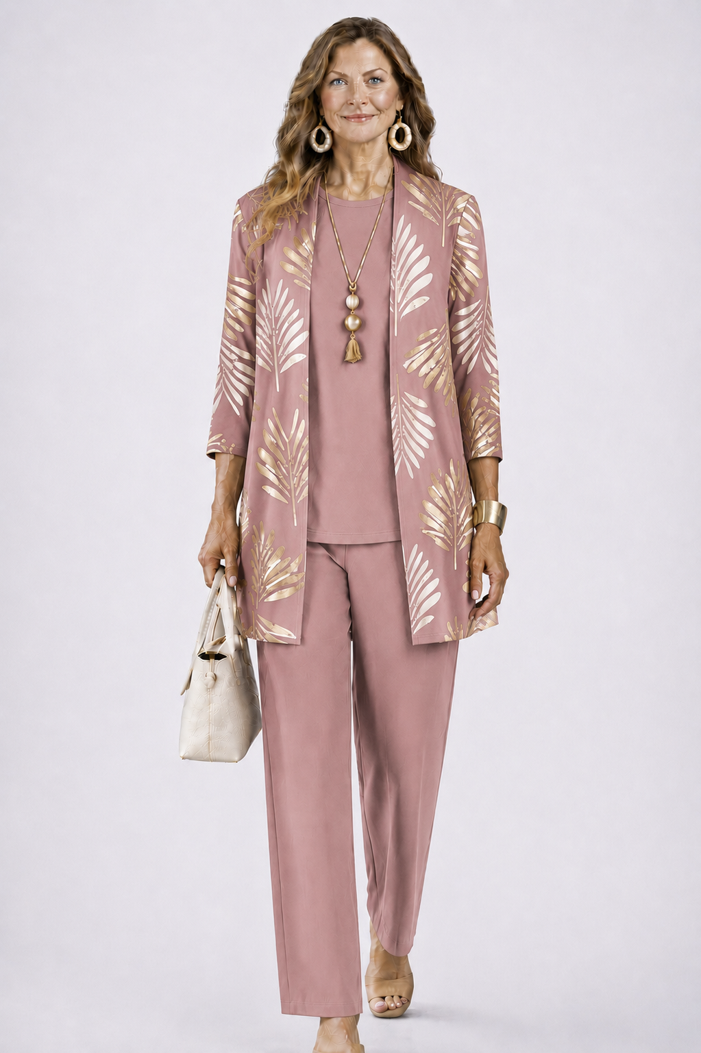 Noor | Women's 3-Piece Set | Cardigan, Top & Trousers | Relaxed Fit