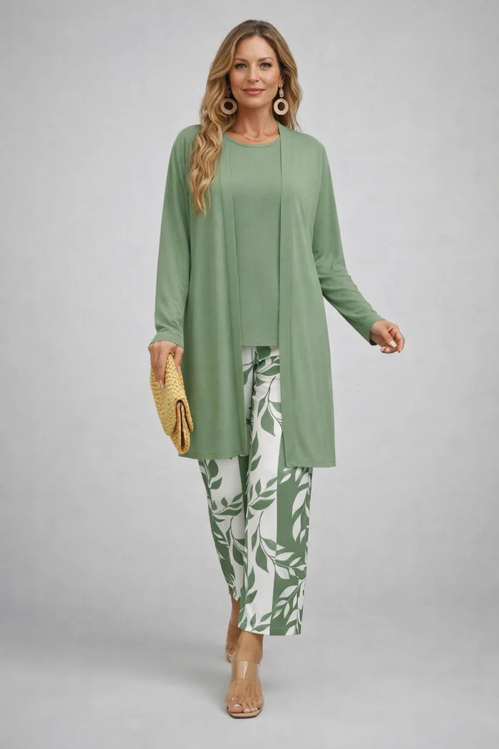 Noor | Women's 3-Piece Set | Cardigan, Top & Trousers | Relaxed Fit