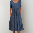Floral Dress Women Vintage A-Line Summer Cotton | Sage