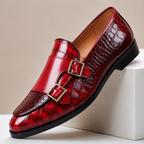 Clea | Men's Leather Loafers | Double Monk Strap, Almond Toe