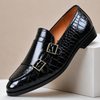 Clea | Men's Leather Loafers | Double Monk Strap, Almond Toe