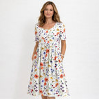 Floral Dress Women Vintage A-Line Summer Cotton | Sage