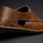 Men's Leather Mules | Backless Slip-On Textured Comfort Shoes