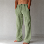 Nova | Men's Linen Trousers | Wide-Leg, Drawstring Waist | Relaxed Fit
