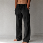 Nova | Men's Linen Trousers | Wide-Leg, Drawstring Waist | Relaxed Fit