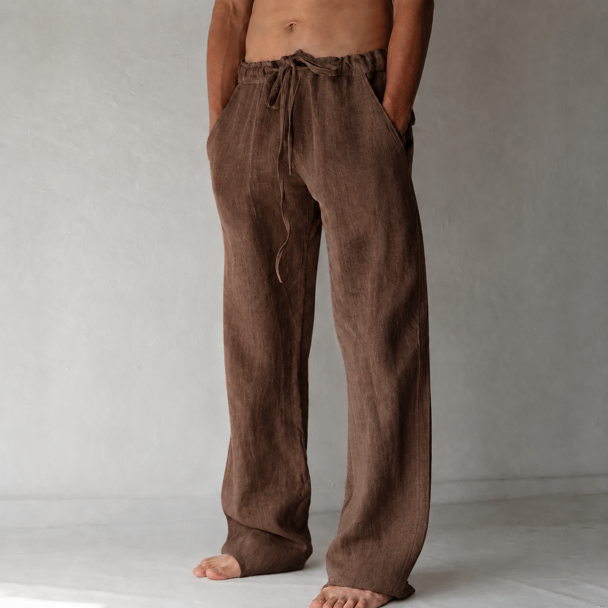 Nova | Men's Linen Trousers | Wide-Leg, Drawstring Waist | Relaxed Fit