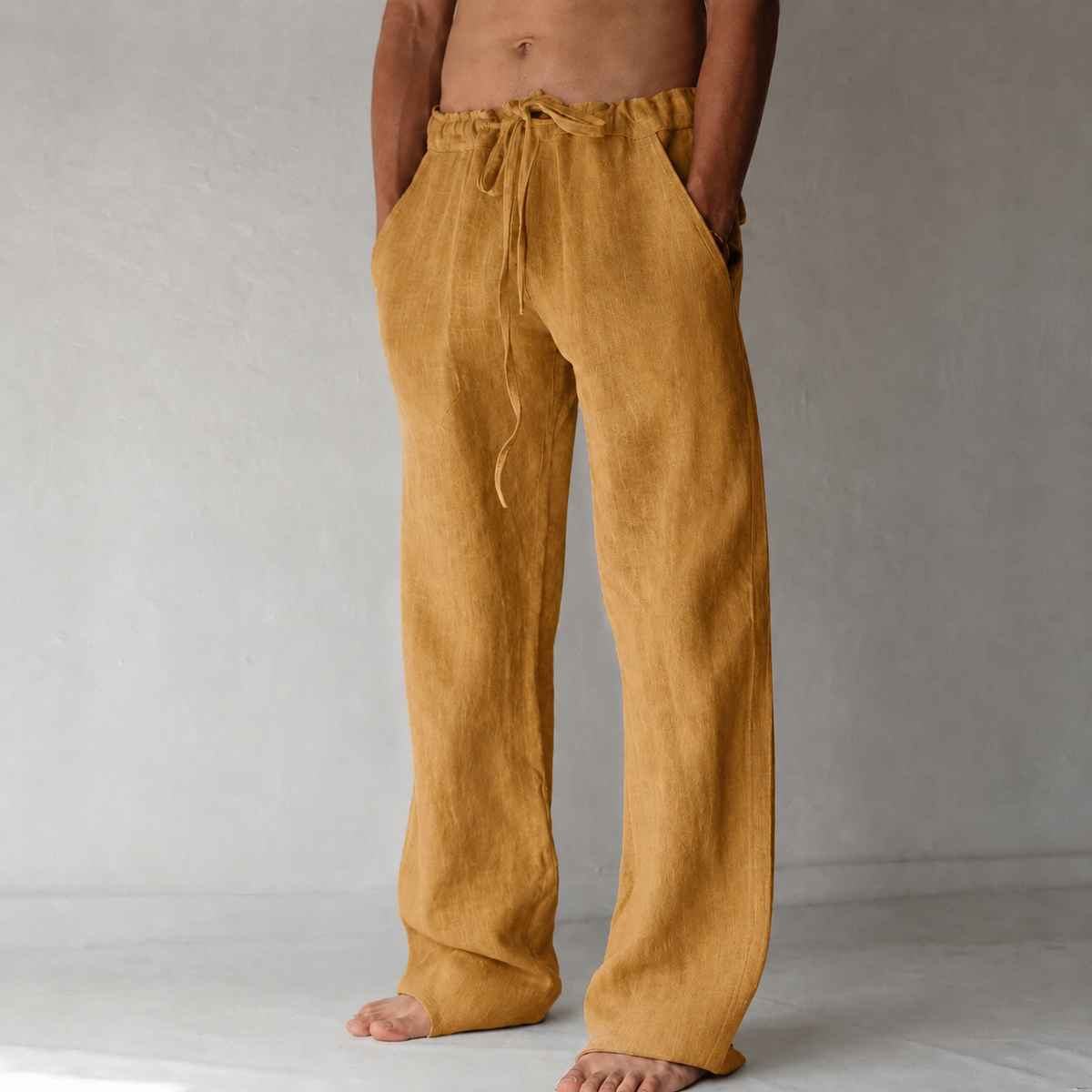 Nova | Men's Linen Trousers | Wide-Leg, Drawstring Waist | Relaxed Fit