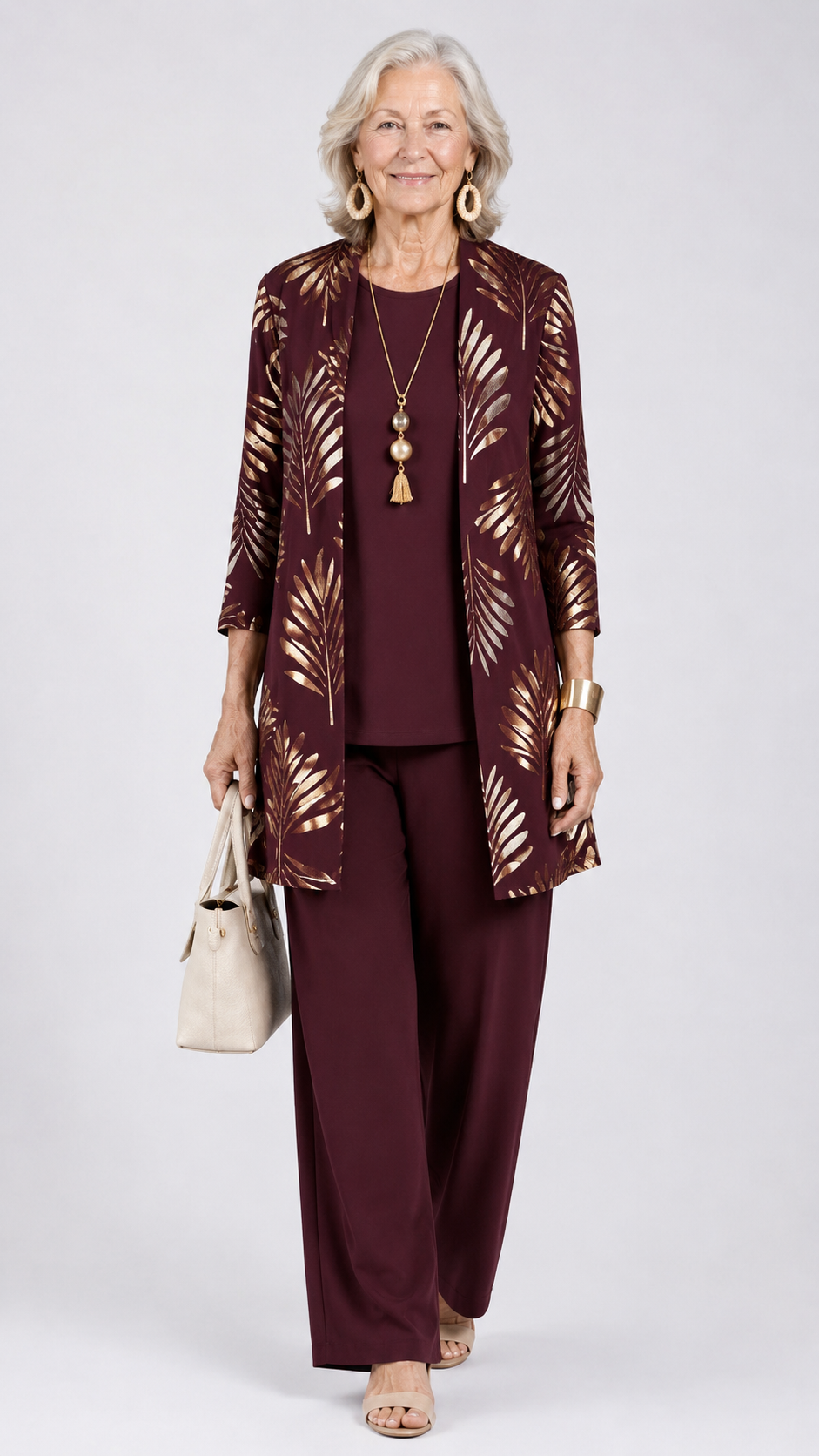 Noor | Women's 3-Piece Set | Cardigan, Top & Trousers | Relaxed Fit
