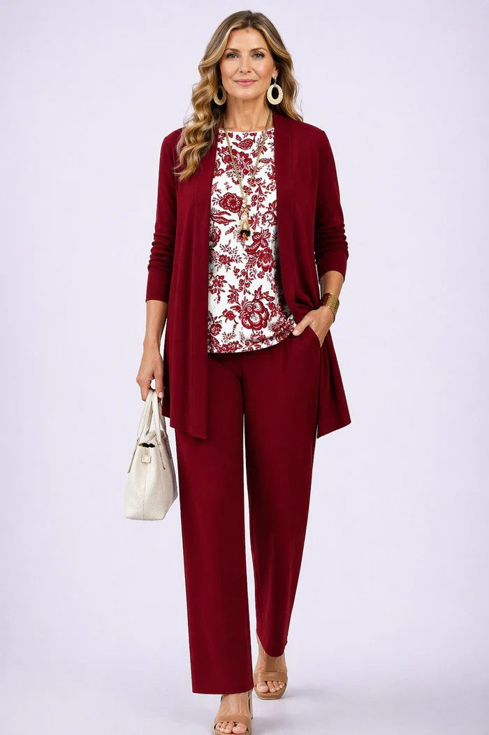 Noor | Women's 3-Piece Set | Cardigan, Top & Trousers | Relaxed Fit