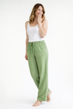 Women High Waist Loose Fit Trousers Drawstring