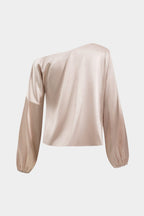 Reva | Satin Blouse | One-Shoulder, Balloon Sleeve | Champagne